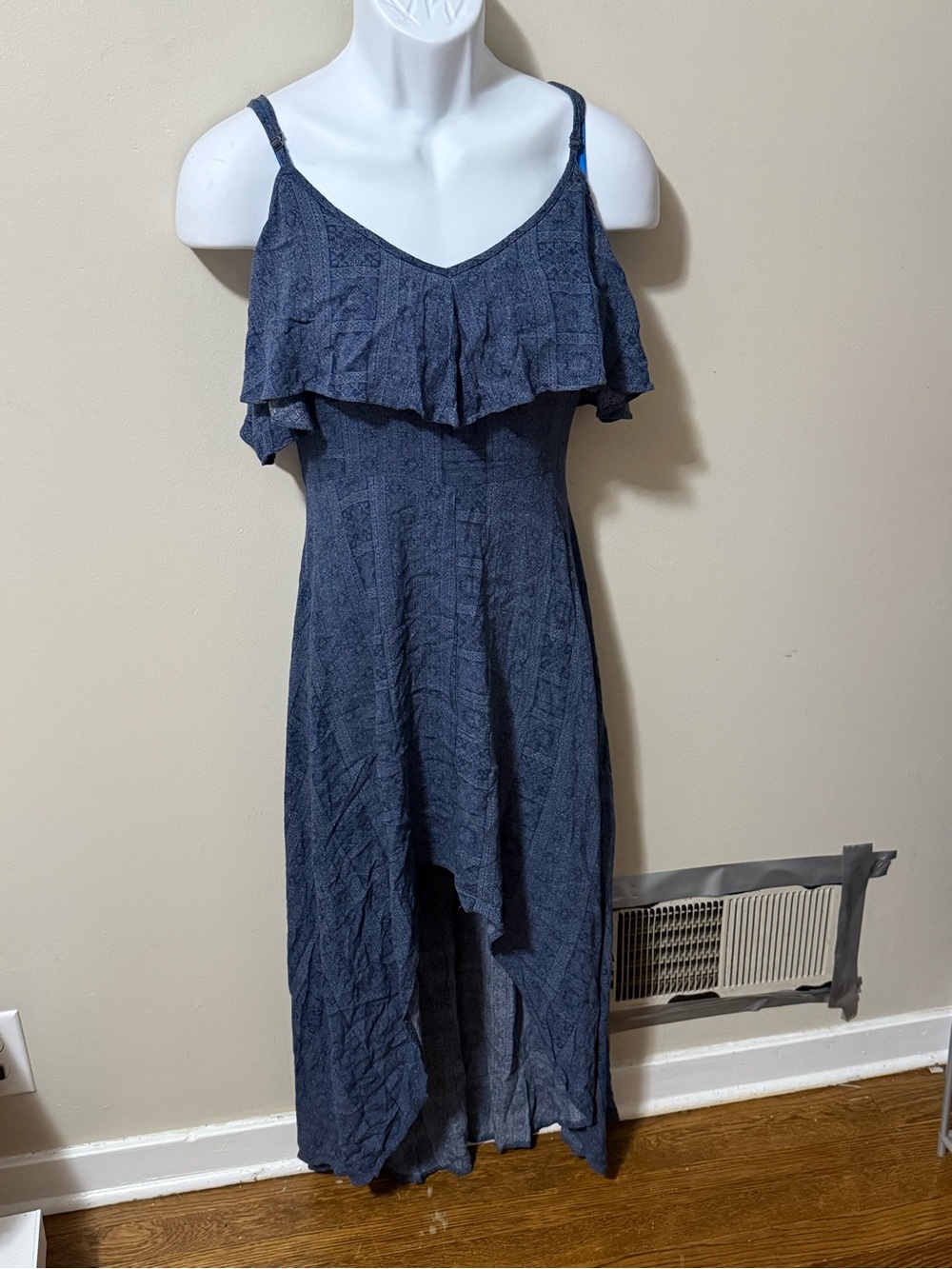 Rewind Navy Blue Ruffle High-Low Dress - Picture 2 of 4